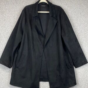 Evans vegan suede coat M/L open front notched lapels soft warm career minimalist